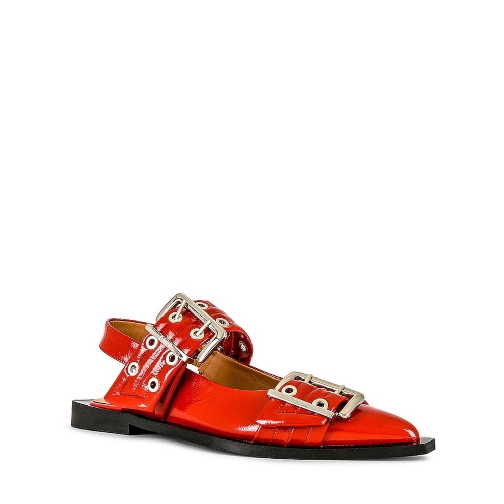 GANNI Red Ballet Flats